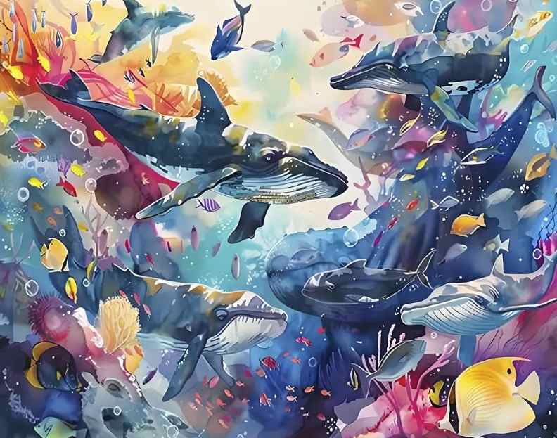 Marine animals paint by numbers kits